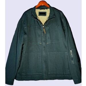 DKOTA Grizzly Sherpa Lined Canvas Work Jacket Mens L Slate Blue Full Zip Utility